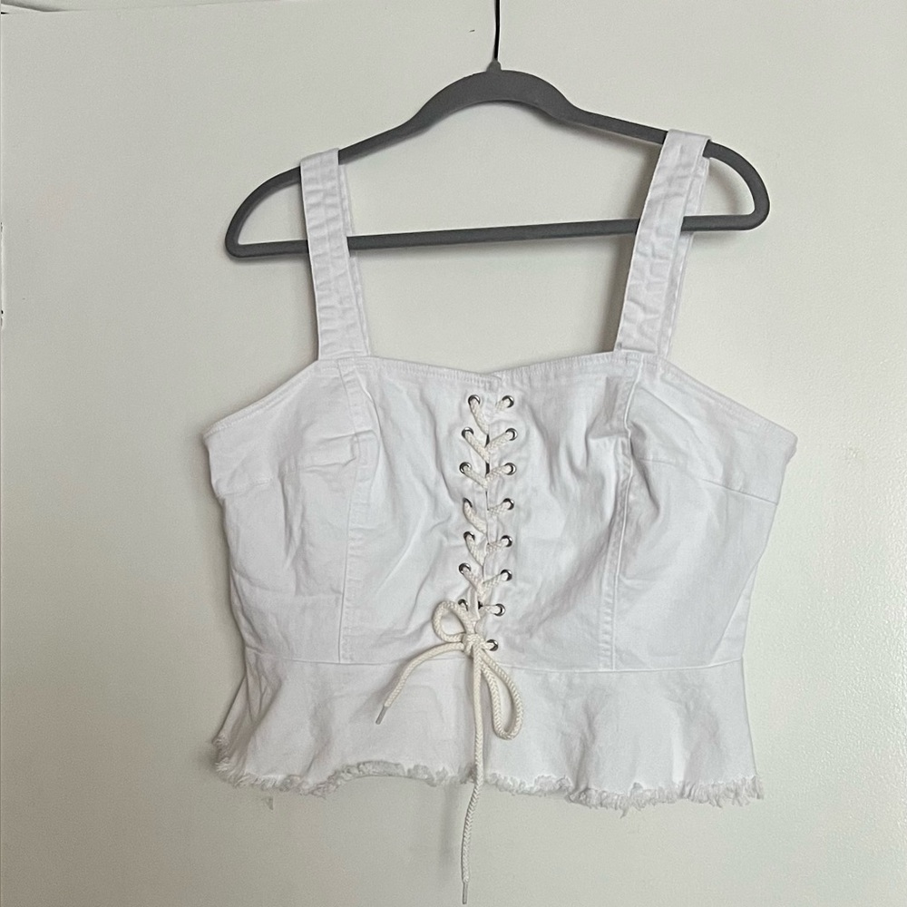 White Lace-Up Women's Top